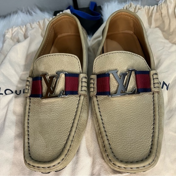 Louis vuitton beige loafer shoes sze 6 1/2 men